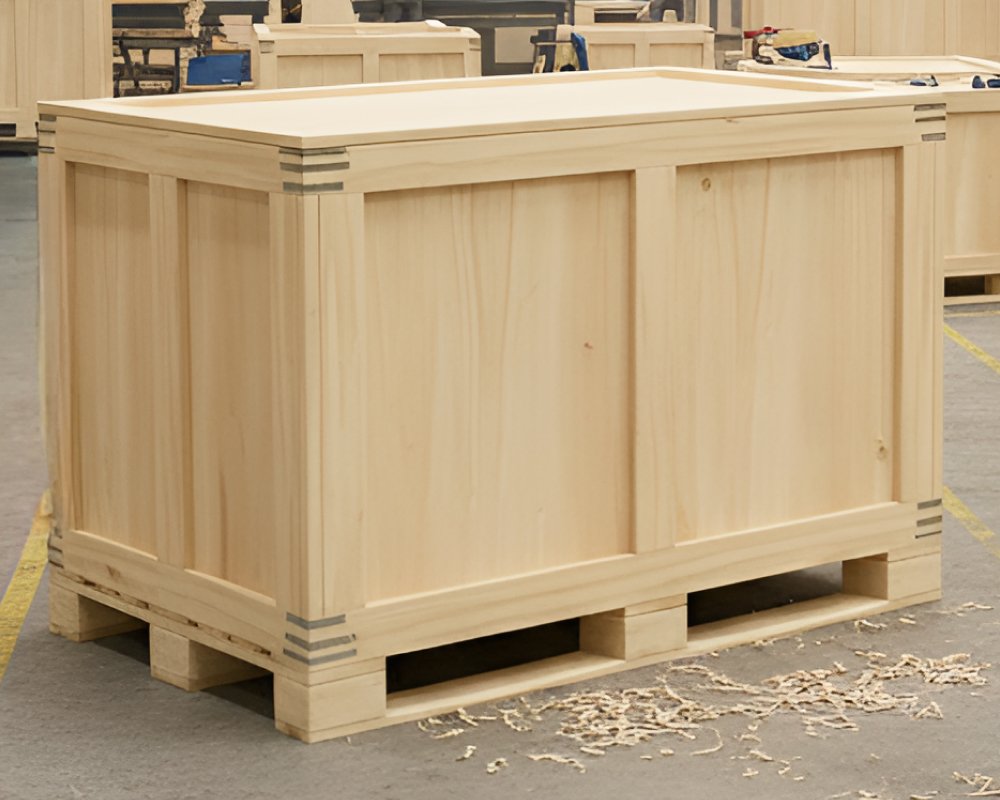 ISPM-15 certified wooden crate with ESD foam lining for shipping industrial electronics