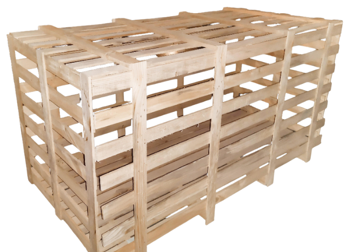 Wooden crates for packaging for the chemical industry